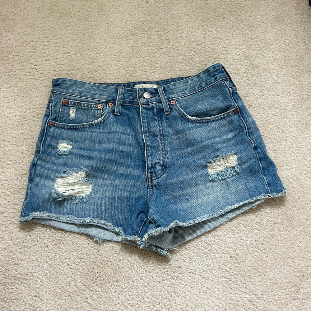 Madewell Blue Jean Shorts Ripped